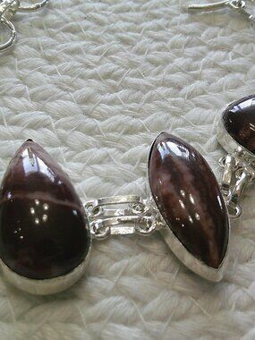 Natural COCONUT JASPER Handmade Sterling 925 Bracelet Size 8" #682E